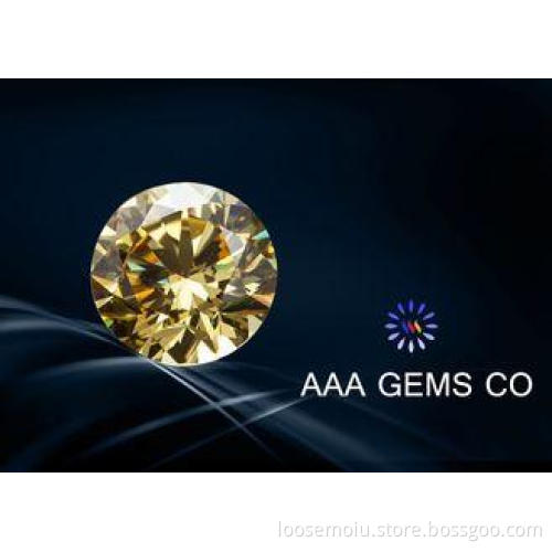 Custom Round Shape Synthetic Moissanite Yellow For Necklace